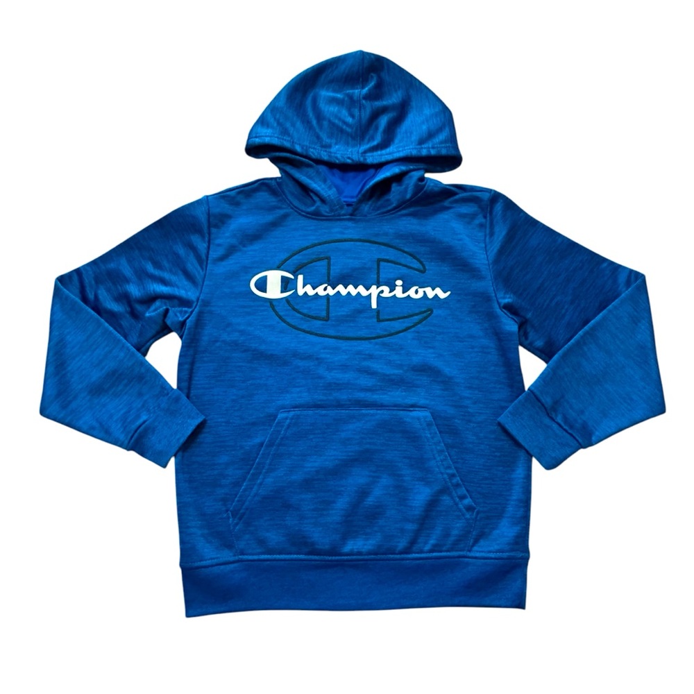 Champion Boys Royal Blue Logo Hoodie Sweatshirt Dri-fit Material Size 8 GUC